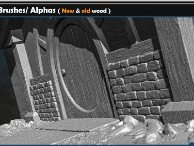 40 Wood VDM Brushes-Alphas  Vol 02 Texture