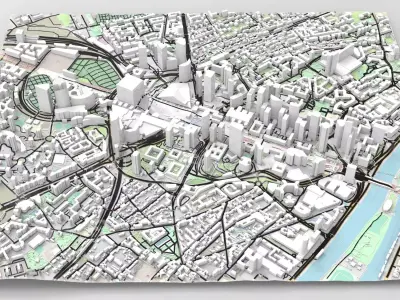 Cityscape Paris France fragment city 3D model purchase