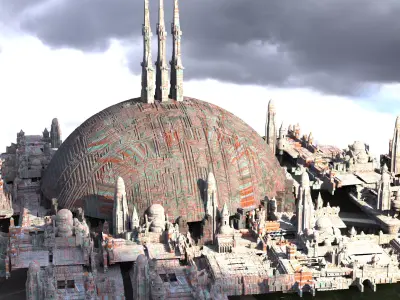Stars Wars influenced City dome Towers Kit bash 3 3D model