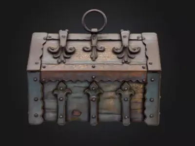 Ancient Metal Chest Low-poly 3D model