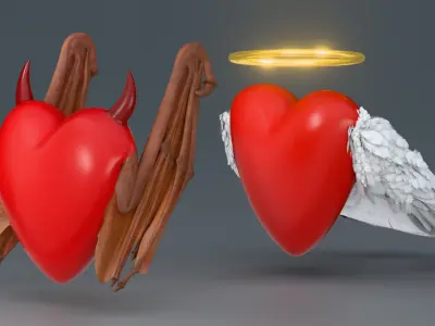  Bad and Good Winged Heart Bundle - Rigged 