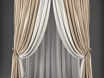 Curtain with drapes Low-poly 3D model