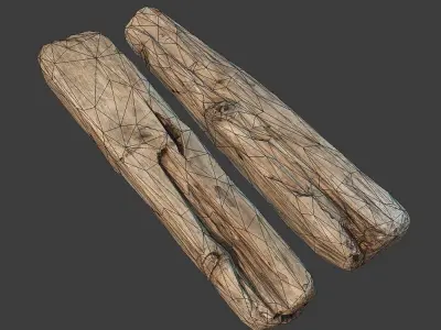 Wooden Plank Low-poly 3D model