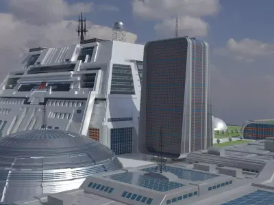 Futuristic Platform City  Modular Sci-Fi 3D model