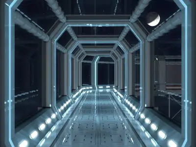 Modular Corridor V2 Low-poly 3D model