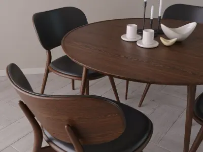 Mater Dining Set- Dark Oak Wood 3D model