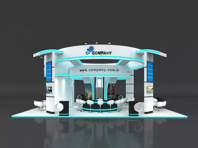 Exhibition Stand Booth Stall 12x10m Height 500cm 4 Side Open 3D model