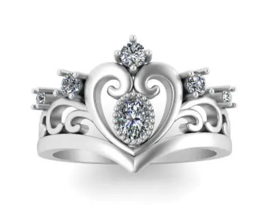 Women solitaire crown ring 3dm stl render detail 3D print model 3D print model