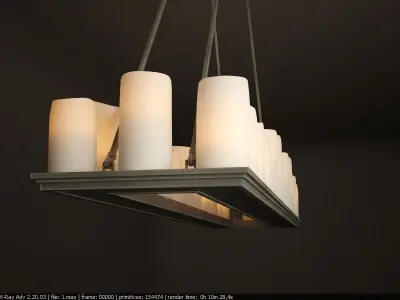 PILLAR CANDLE RECTANGULAR CHANDELIER LARGE 3D model