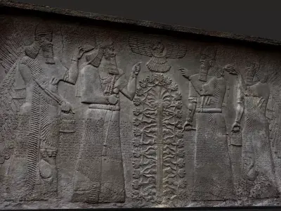 ancient temple midleast wall relief scan FREE Free low-poly 3D model
