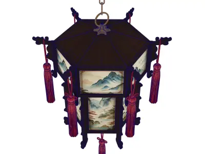 Traditional Chinese palace lantern Low-poly 3D model
