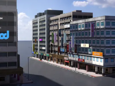 TW Street 4lanes betelnuts 3D model