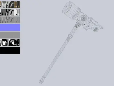 Scifi hammer Low-poly 3D model