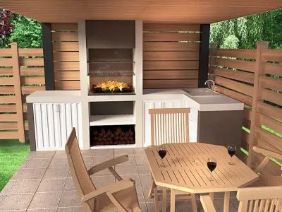 furniture outdoor kitchen  barbecue 3D model Low-poly 3D model