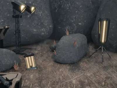 Sci fi lighting pack - Explorers Lights Low-poly 3D model