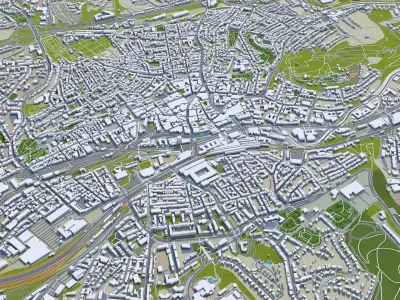 Wuppertal Germany 40km Low-poly 3D model