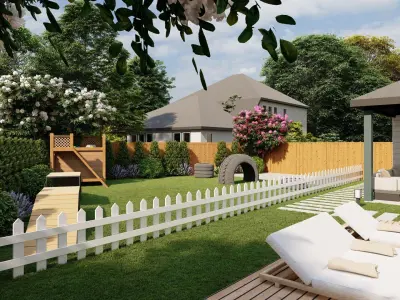 3D Exterior Scene 3D model design garden and landscape 3D model 2