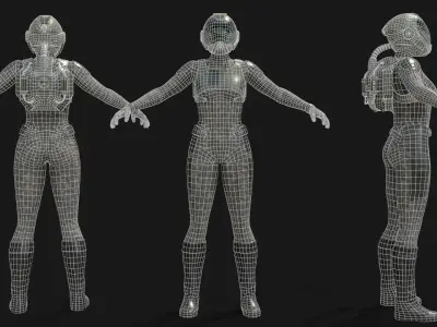 FX01 Female Space Suit Green LITE VERSION Low-poly 3D model