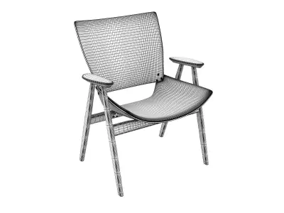 Shell Wood Armlounge Upholstered Seat and Back 3D model