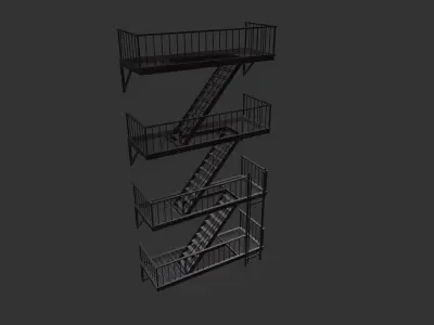 Modular Fire Escape Low-poly 3D model