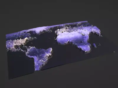 World Map Topography Low-poly 3D model