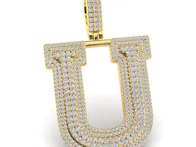 Alphabet Latter U Diamond Pendent 3D print model