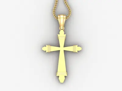 Light Gold 18K Cross Pendant 2CP077 3D print model