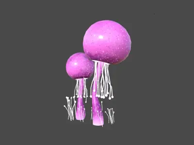 Fantasy Mushroom E07 Pink - Scene Backdrop Design Low-poly 3D model
