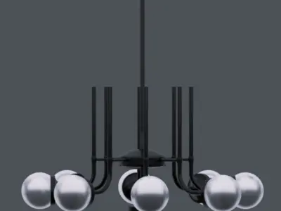 modern metal chandelier in 4 Free 3D model