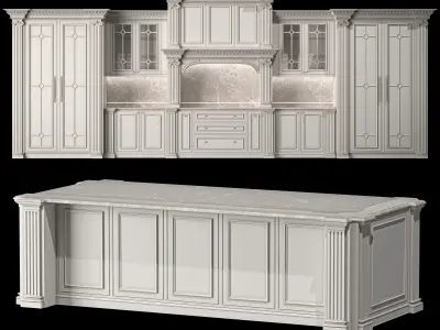 blk wood classical kitchen art 004 3D model