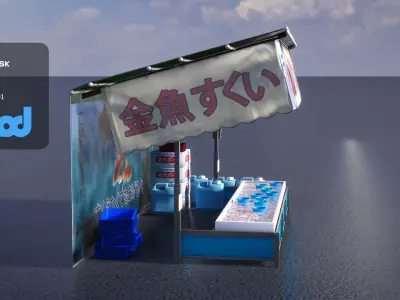 Japanese Street Stall 0005 Goldfish Scooping 3D model