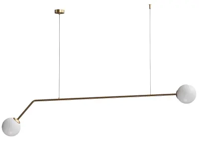  Pure hanging light  two-bulb  gold 3D model