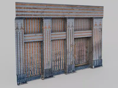 Japanese Reinforced Wooden Wall Low-poly 3D model