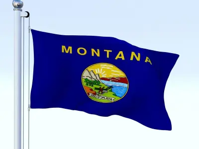 Animated Montana Flag Low-poly 3D model