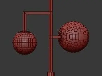 Copper pendant lamp with two balls 3D model