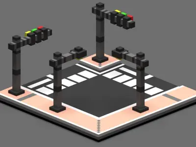 Road Voxel - 2 Low-poly 3D model