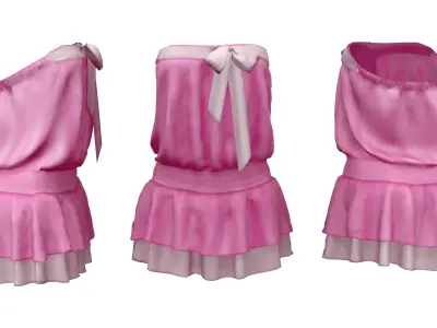 Strapless Candy Dress Low-poly 3D model