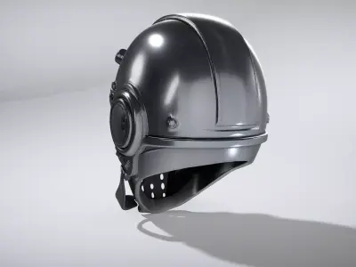 Cyberpunk Riot Helmet with Glossy Black Visor Low-poly 3D model