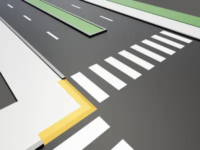 City Roads Tiles Asset Pack Low-poly 3D model