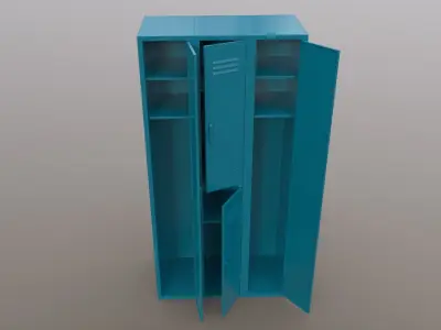 PBR School Gym Locker 04 - Blue Sea Low-poly 3D model