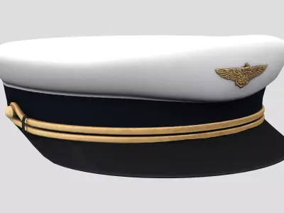 Military White Navy Hat Low-poly 3D model