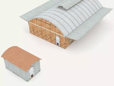 Industrial railway buildings 3D model