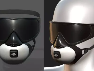 Gas mask helmet 3d model protection safety futuristic  Low-poly 3D model