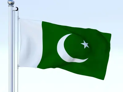 Animated Pakistan Flag Low-poly 3D model