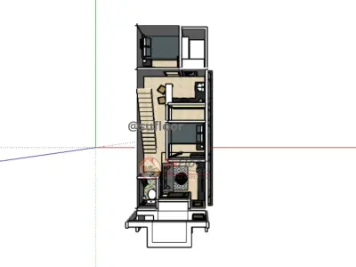 House 4x12m code 417 - Sketchup 3D model