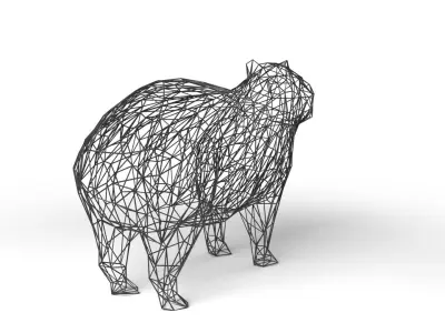 Capybara Wireframe Low-poly 3D model