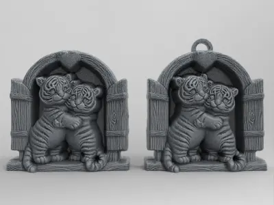 valentines day tiger window decor  3D print model