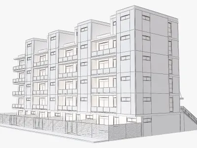 Modern Townhouse Building 1 3D model