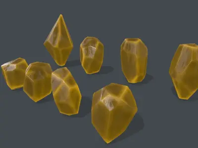 crystal set Low-poly 3D model