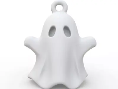 Halloween Ghost Keychain 3D Print  Simple Loop Attachment 3D print model